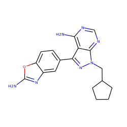 Nc1nc2cc(-c3nn(CC4CCCC4)c4ncnc(N)c34)ccc2o1 ZINC000653842823