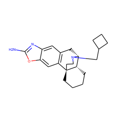 Nc1nc2cc3c(cc2o1)[C@@]12CCCC[C@H]1[C@@H](C3)N(CC1CCC1)CC2 ZINC000028714158