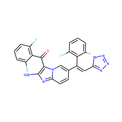 Nc1nc2ccc(/C(=C/c3nnn[nH]3)c3c(F)cccc3F)cn2c1C(=O)c1c(F)cccc1F ZINC000014945543