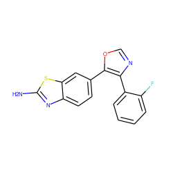 Nc1nc2ccc(-c3ocnc3-c3ccccc3F)cc2s1 ZINC000029041795