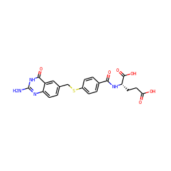 Nc1nc2ccc(CSc3ccc(C(=O)N[C@@H](CCC(=O)O)C(=O)O)cc3)cc2c(=O)[nH]1 ZINC000009633571