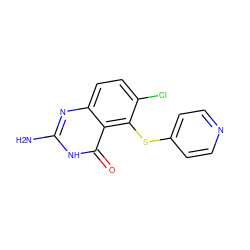 Nc1nc2ccc(Cl)c(Sc3ccncc3)c2c(=O)[nH]1 ZINC000013826181