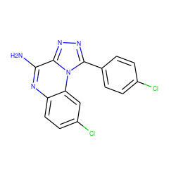 Nc1nc2ccc(Cl)cc2n2c(-c3ccc(Cl)cc3)nnc12 ZINC000026379051