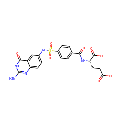 Nc1nc2ccc(NS(=O)(=O)c3ccc(C(=O)N[C@@H](CCC(=O)O)C(=O)O)cc3)cc2c(=O)[nH]1 ZINC000038803561