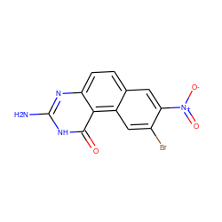 Nc1nc2ccc3cc([N+](=O)[O-])c(Br)cc3c2c(=O)[nH]1 ZINC000013832394