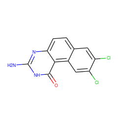 Nc1nc2ccc3cc(Cl)c(Cl)cc3c2c(=O)[nH]1 ZINC000013832393