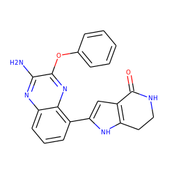 Nc1nc2cccc(-c3cc4c([nH]3)CCNC4=O)c2nc1Oc1ccccc1 ZINC000222389423