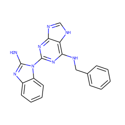 Nc1nc2ccccc2n1-c1nc(NCc2ccccc2)c2[nH]cnc2n1 ZINC000218998526