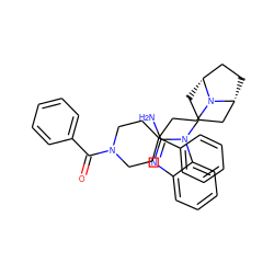 Nc1nc2ccccc2n1C1C[C@@H]2CC[C@H](C1)N2CCC1(c2ccccc2)CCN(C(=O)c2ccccc2)CC1 ZINC000071281522