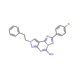 Nc1nc2nn(CCc3ccccc3)cc2c2nc(-c3ccc(Br)cc3)nn12 ZINC000049112363