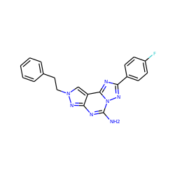 Nc1nc2nn(CCc3ccccc3)cc2c2nc(-c3ccc(F)cc3)nn12 ZINC000049069320