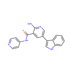 Nc1ncc(-c2c[nH]c3ccccc23)cc1C(=O)Nc1ccncc1 ZINC000149985139