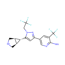 Nc1ncc(-c2cc([C@@H]3[C@H]4CNC[C@H]43)n(CC(F)(F)F)n2)cc1C(F)(F)F ZINC000148071080