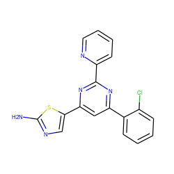 Nc1ncc(-c2cc(-c3ccccc3Cl)nc(-c3ccccn3)n2)s1 ZINC000064539496