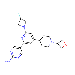 Nc1ncc(-c2cc(C3CCN(C4COC4)CC3)cc(N3CC(F)C3)n2)cn1 ZINC000221282504