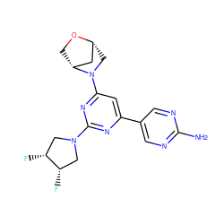 Nc1ncc(-c2cc(N3C[C@@H]4C[C@H]3CO4)nc(N3C[C@H](F)[C@H](F)C3)n2)cn1 ZINC000221203287