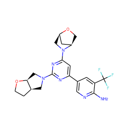 Nc1ncc(-c2cc(N3C[C@@H]4C[C@H]3CO4)nc(N3C[C@H]4CCO[C@H]4C3)n2)cc1C(F)(F)F ZINC000653767501