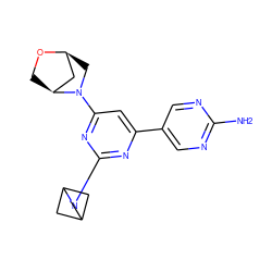 Nc1ncc(-c2cc(N3C[C@H]4C[C@@H]3CO4)nc(N3CC4CC3C4)n2)cn1 ZINC000653673702