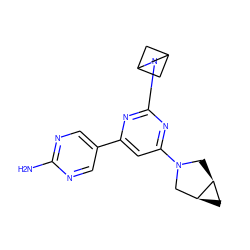 Nc1ncc(-c2cc(N3C[C@H]4C[C@H]4C3)nc(N3CC4CC3C4)n2)cn1 ZINC000221244623