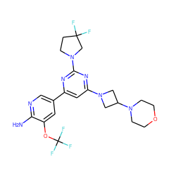 Nc1ncc(-c2cc(N3CC(N4CCOCC4)C3)nc(N3CCC(F)(F)C3)n2)cc1OC(F)(F)F ZINC000653686442