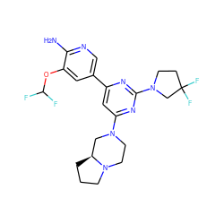 Nc1ncc(-c2cc(N3CCN4CCC[C@H]4C3)nc(N3CCC(F)(F)C3)n2)cc1OC(F)F ZINC000653754869