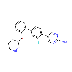 Nc1ncc(-c2ccc(-c3ccccc3O[C@H]3CCCNC3)cc2F)cn1 ZINC000217830672
