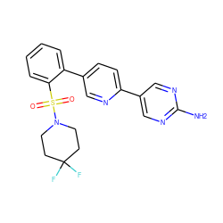 Nc1ncc(-c2ccc(-c3ccccc3S(=O)(=O)N3CCC(F)(F)CC3)cn2)cn1 ZINC000224778731