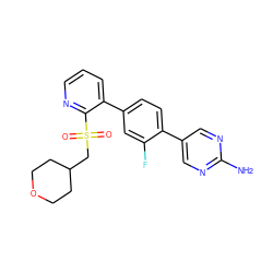 Nc1ncc(-c2ccc(-c3cccnc3S(=O)(=O)CC3CCOCC3)cc2F)cn1 ZINC000224788258