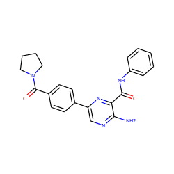 Nc1ncc(-c2ccc(C(=O)N3CCCC3)cc2)nc1C(=O)Nc1ccccc1 ZINC000071318059