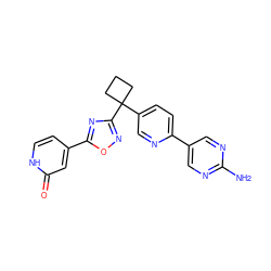 Nc1ncc(-c2ccc(C3(c4noc(-c5cc[nH]c(=O)c5)n4)CCC3)cn2)cn1 ZINC000096175496