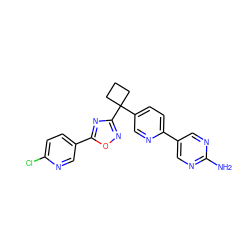 Nc1ncc(-c2ccc(C3(c4noc(-c5ccc(Cl)nc5)n4)CCC3)cn2)cn1 ZINC000096175504