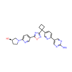 Nc1ncc(-c2ccc(C3(c4noc(-c5ccc(N6CC[C@@H](O)C6)nc5)n4)CCC3)cn2)cn1 ZINC000096175447