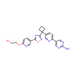 Nc1ncc(-c2ccc(C3(c4noc(-c5ccc(OCCO)nc5)n4)CCC3)cn2)cn1 ZINC000096175425