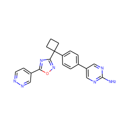 Nc1ncc(-c2ccc(C3(c4noc(-c5ccnnc5)n4)CCC3)cc2)cn1 ZINC000149724197