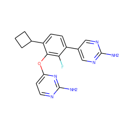 Nc1ncc(-c2ccc(C3CCC3)c(Oc3ccnc(N)n3)c2F)cn1 ZINC000212144922