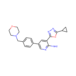 Nc1ncc(-c2ccc(CN3CCOCC3)cc2)cc1-c1nnc(C2CC2)o1 ZINC000142820906