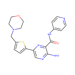 Nc1ncc(-c2ccc(CN3CCOCC3)s2)nc1C(=O)Nc1ccncc1 ZINC000150115629