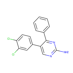 Nc1ncc(-c2ccc(Cl)c(Cl)c2)c(-c2ccccc2)n1 ZINC001772640357