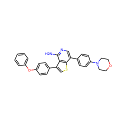 Nc1ncc(-c2ccc(N3CCOCC3)cc2)c2scc(-c3ccc(Oc4ccccc4)cc3)c12 ZINC000473108481