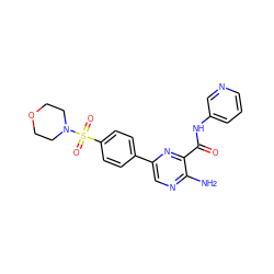 Nc1ncc(-c2ccc(S(=O)(=O)N3CCOCC3)cc2)nc1C(=O)Nc1cccnc1 ZINC000038469830