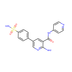 Nc1ncc(-c2ccc(S(N)(=O)=O)cc2)cc1C(=O)Nc1ccncc1 ZINC000149991327