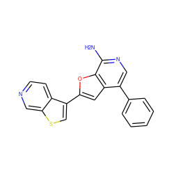 Nc1ncc(-c2ccccc2)c2cc(-c3csc4cnccc34)oc12 ZINC000096282219