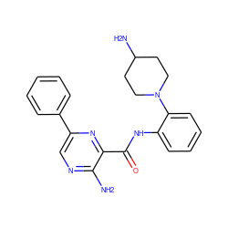 Nc1ncc(-c2ccccc2)nc1C(=O)Nc1ccccc1N1CCC(N)CC1 ZINC000203755543