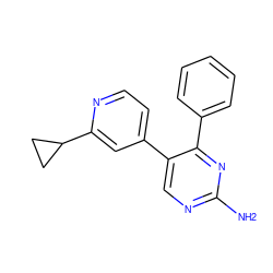 Nc1ncc(-c2ccnc(C3CC3)c2)c(-c2ccccc2)n1 ZINC001772633675