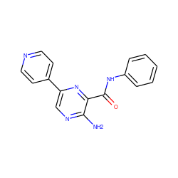 Nc1ncc(-c2ccncc2)nc1C(=O)Nc1ccccc1 ZINC000071316631