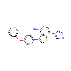 Nc1ncc(-c2cn[nH]c2)c2scc(-c3ccc(Oc4ccccc4)cc3)c12 ZINC000473108871