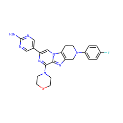 Nc1ncc(-c2cn3c4c(nc3c(N3CCOCC3)n2)CN(c2ccc(F)cc2)CC4)cn1 ZINC001772584464