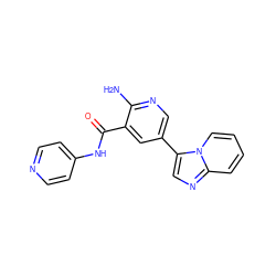 Nc1ncc(-c2cnc3ccccn23)cc1C(=O)Nc1ccncc1 ZINC000146098198