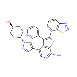 Nc1ncc(-c2cnn([C@H]3CC[C@H](O)CC3)c2)c2c(-c3cccnc3)c(-c3cccc4nnsc34)oc12 ZINC000261134283