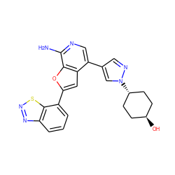 Nc1ncc(-c2cnn([C@H]3CC[C@H](O)CC3)c2)c2cc(-c3cccc4nnsc34)oc12 ZINC000261181534